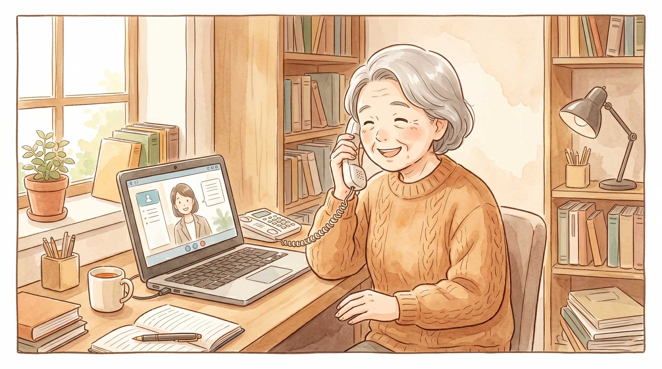 家族が一緒に動画作品を観て想いを分かち合うイメージ
